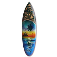 Wooden Surfboard And Carving Combination, Handcarved From Pinus Wood 