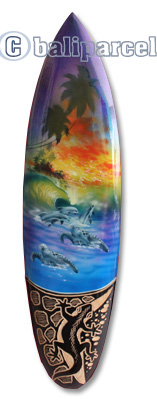 Wooden Surfboard And Carving Combination, Handcarved From Pinus Wood 