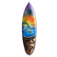 Wooden Surfboard And Carving Combination, Handcarved From Pinus Wood