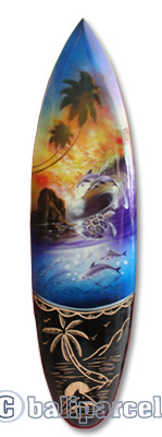 Wooden Surfboard And Carving Combination, Handcarved From Pinus Wood 