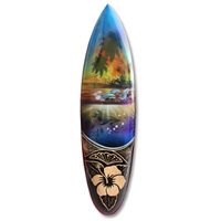 Wooden Surfboard And Carving Combination, Handcarved From Pinus Wood