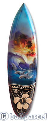Wooden Surfboard And Carving Combination, Handcarved From Pinus Wood 