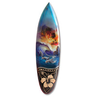 Wooden Surfboard And Carving Combination, Handcarved From Pinus Wood 