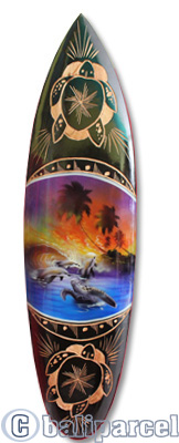 Wooden Surfboard And Carving Combination, Handcarved From Pinus Wood