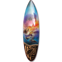 Wooden Surfboard And Carving Combination, Handcarved From Pinus Wood 