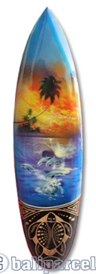 Wooden Surfboard And Carving Combination, Handcarved From Pinus Wood 