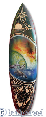 Wooden Surfboard And Carving Combination, Handcarved From Pinus Wood 