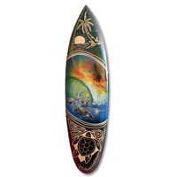 Wooden Surfboard And Carving Combination, Handcarved From Pinus Wood 