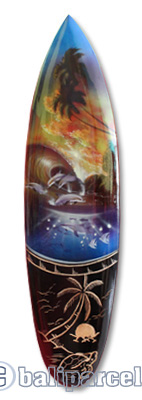 Wooden Surfboard And Carving Combination, Handcarved From Pinus Wood 
