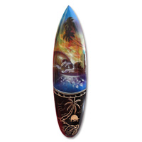 Wooden Surfboard And Carving Combination, Handcarved From Pinus Wood 