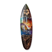 Wooden Surfboard And Carving Combination, Handcarved From Pinus Wood 