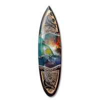 Wooden Surfboard And Carving Combination, Handcarved From Pinus Wood 