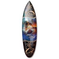 Wooden Surfboard And Carving Combination, Handcarved From Pinus Wood
