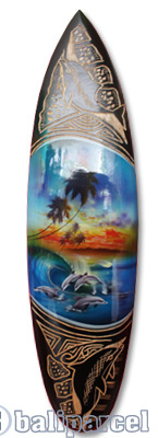 Wooden Surfboard And Carving Combination, Handcarved From Pinus Wood 