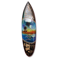 Wooden Surfboard And Carving Combination, Handcarved From Pinus Wood 