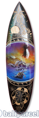 Wooden Surfboard And Carving Combination, Handcarved From Pinus Wood