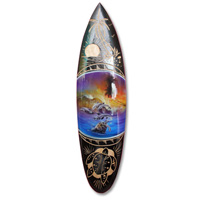 Wooden Surfboard And Carving Combination, Handcarved From Pinus Wood