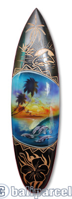 Wooden Surfboard And Carving Combination, Handcarved From Pinus Wood