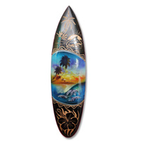 Wooden Surfboard And Carving Combination, Handcarved From Pinus Wood