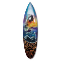 Wooden Surfboard And Carving Combination, Handcarved From Pinus Wood 