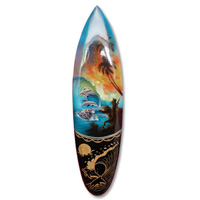 Wooden Surfboard And Carving Combination, Handcarved From Pinus Wood