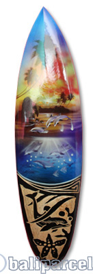 Wooden Surfboard And Carving Combination, Handcarved From Pinus Wood