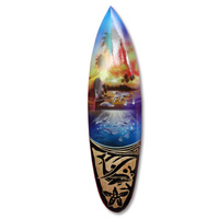 Wooden Surfboard And Carving Combination, Handcarved From Pinus Wood