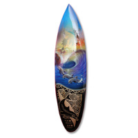 Wooden Surfboard And Carving Combination, Handcarved From Pinus Wood