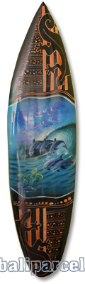 Wooden Surfboard And Carving Combination, Handcarved From Pinus Wood