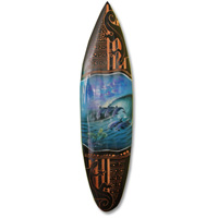 Wooden Surfboard And Carving Combination, Handcarved From Pinus Wood