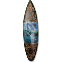 Wooden Surfboard And Carving Combination, Handcarved From Pinus Wood 