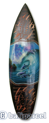 Wooden Surfboard And Carving Combination, Handcarved From Pinus Wood
