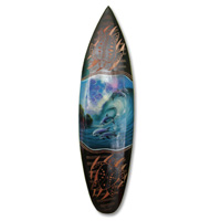Wooden Surfboard And Carving Combination, Handcarved From Pinus Wood