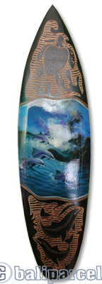 Wooden Surfboard And Carving Combination, Handcarved From Pinus Wood 