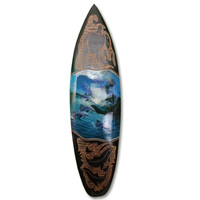 Wooden Surfboard And Carving Combination, Handcarved From Pinus Wood 