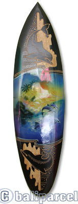 Wooden Surfboard And Carving Combination, Handcarved From Pinus Wood 