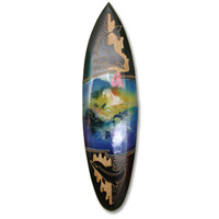 Wooden Surfboard And Carving Combination, Handcarved From Pinus Wood 