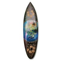 Wooden Surfboard And Carving Combination, Handcarved From Pinus Wood
