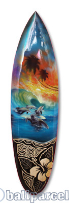 Wooden Surfboard And Carving Combination, Handcarved From Pinus Wood