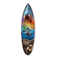 Wooden Surfboard And Carving Combination, Handcarved From Pinus Wood