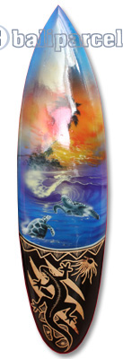 Wooden Surfboard And Carving Combination, Handcarved From Pinus Wood 