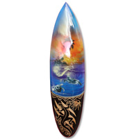 Wooden Surfboard And Carving Combination, Handcarved From Pinus Wood 