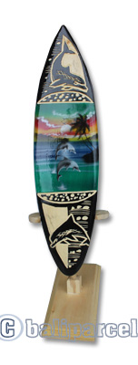 Wooden Surfboard And Carving Combination, Handcarved From Pinus Wood 