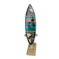 Wooden Surfboard And Carving Combination, Handcarved From Pinus Wood 
