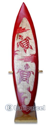 Wooden Surfboard Carving,  Handcarved From Pinus Wood