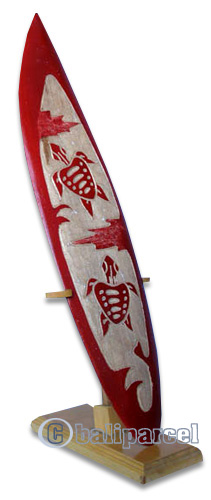 Wooden Surfboard Carving,  Handcarved From Pinus Wood