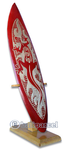 Wooden Surfboard Carving,  Handcarved From Pinus Wood 