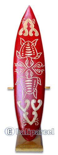 Wooden Surfboard Carving,  Handcarved From Pinus Wood 