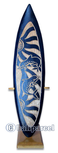 Wooden Surfboard Carving,  Handcarved From Pinus Wood 