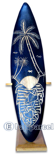 Wooden Surfboard Carving,  Handcarved From Pinus Wood 